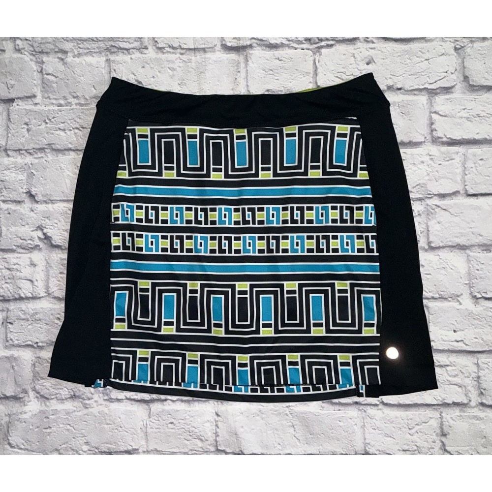 EP New York Golf Tennis Lime‎ Black/ Geometric Pull On Skort Size M